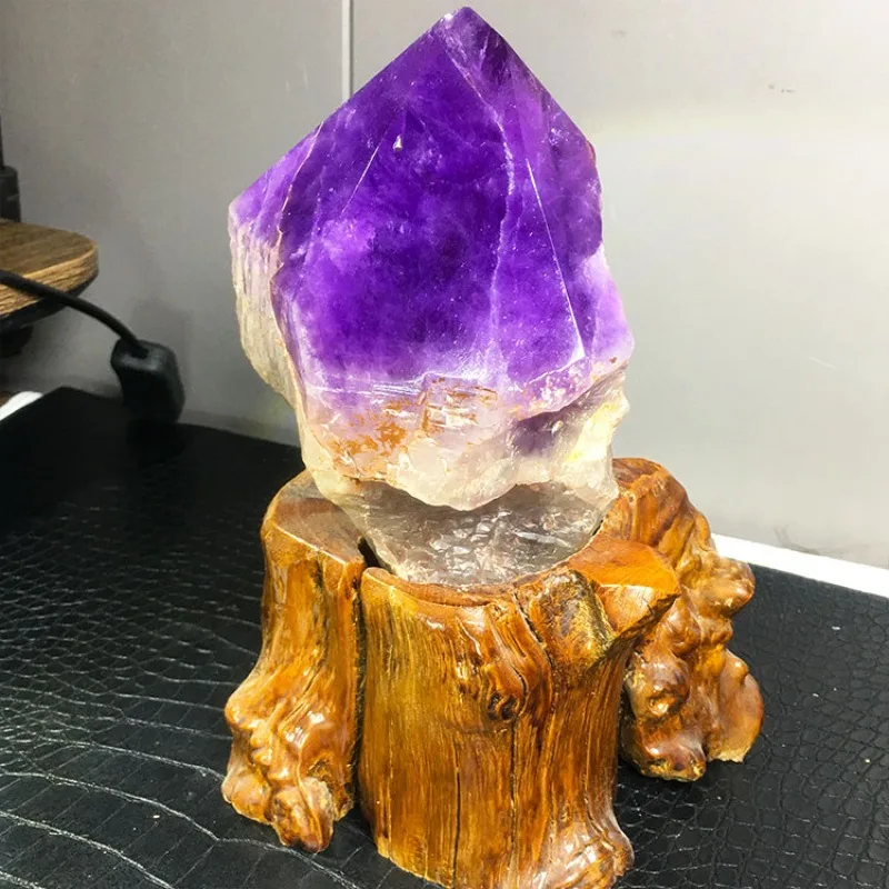 Natural amethyst amethyst rough amethyst single-pointed rough ore skin column specimen ornament