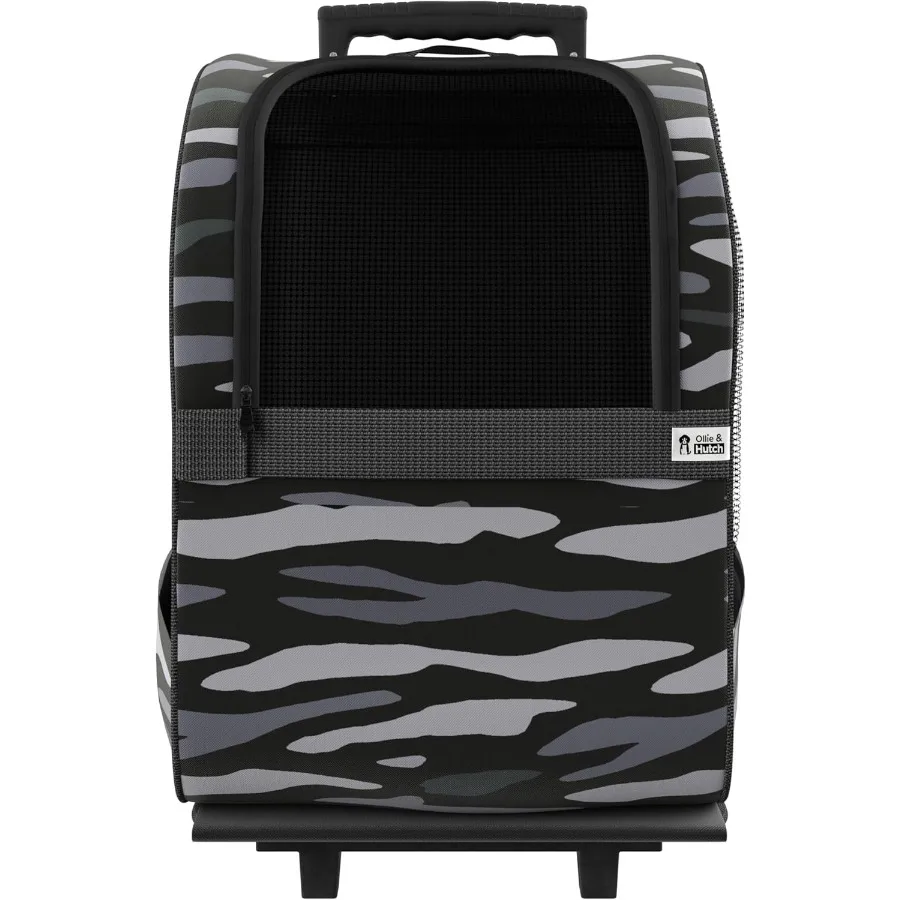 

Kaya Pet Carrier Trolley for Travel with Shock Absorbent Wheels Breathable Mesh Opening for Dogs and Cats Black Camouflage 6286