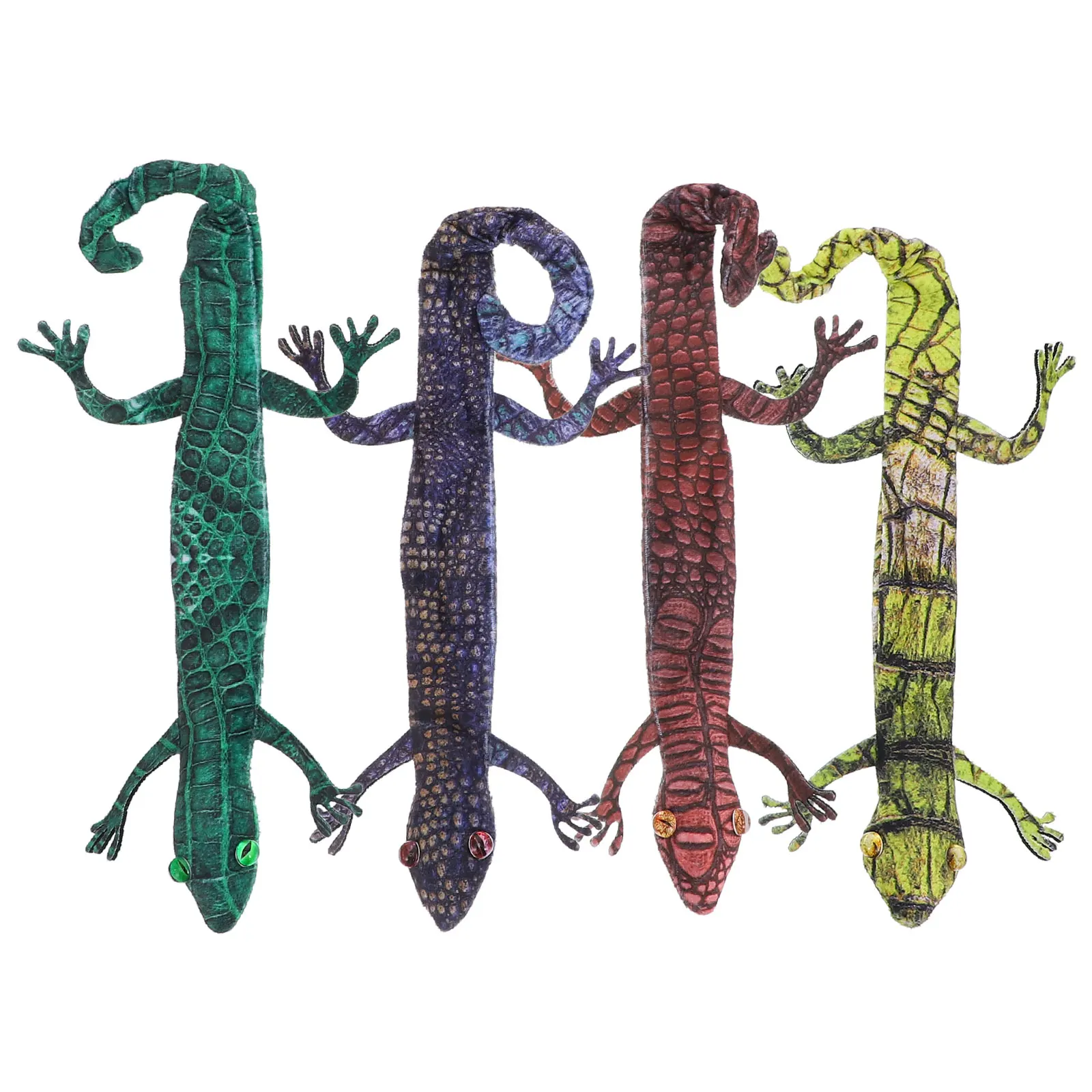 

4pcs Animal Bracelets Lizard Slap Wristbands Steel Snap Kids Party Halloween Jungle Theme Gift Polyester Accessory