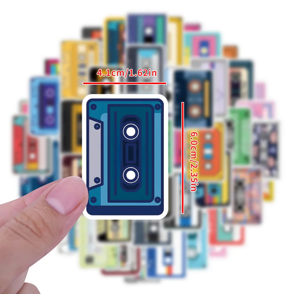 

10/55PCS Music Tapes Cartoon Stickers Retro Graffiti Sticker Luggage Laptop Phone Guitar Car Bike Waterproof Decoration Toy