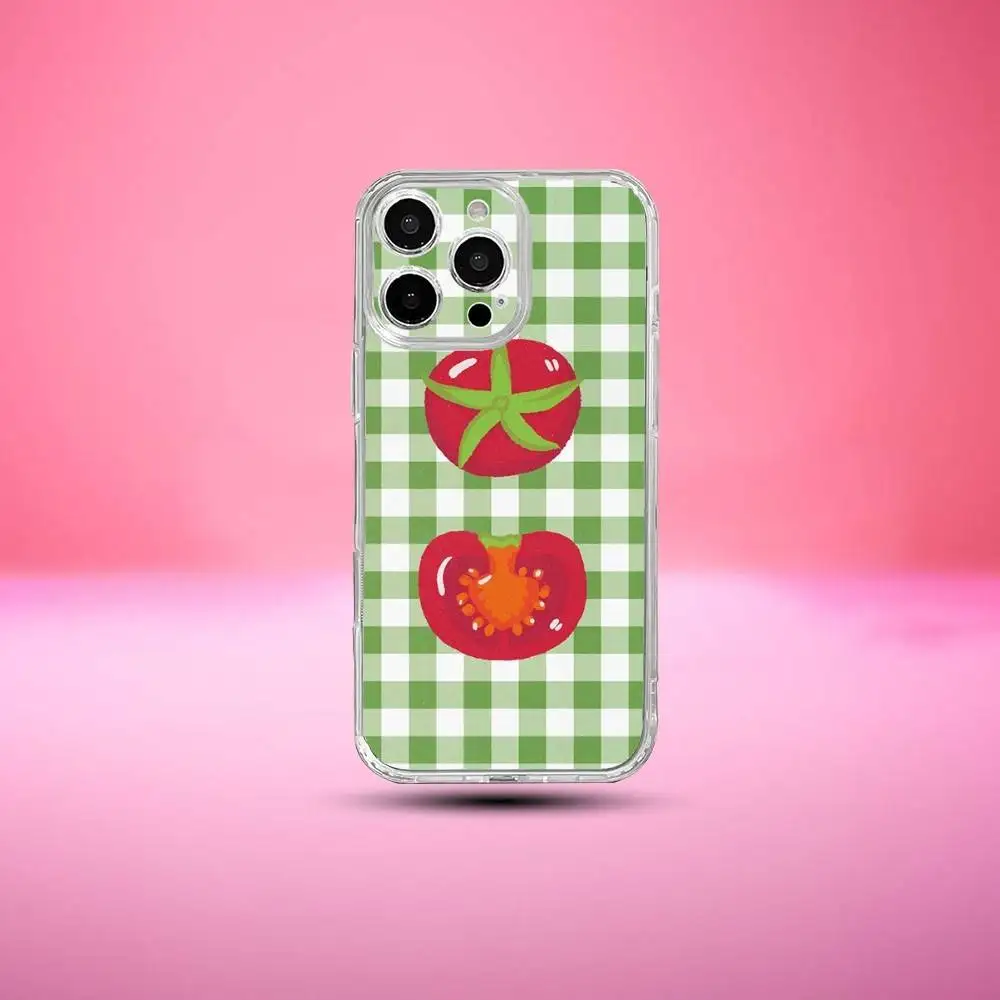 Funda de teléfono para iPhone17,16,15,14,13,12,11 Plus,Pro Max, funda transparente suave, frutas y tomates