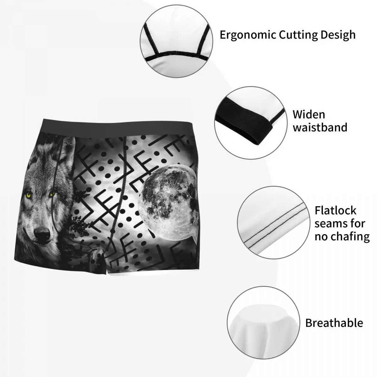 Animal Wolf Underpants Cotton Panties Man Underwear Print Shorts Boxer Briefs