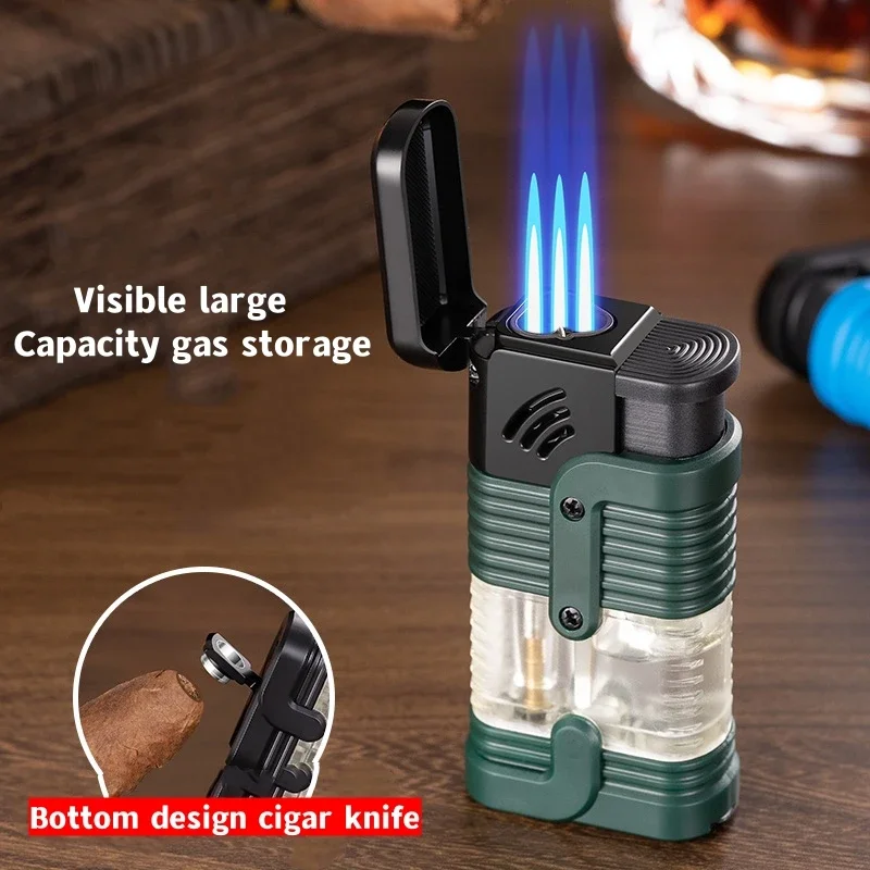 New Turbine Butane Gas Wind Proof Direct Charge Metal Torch Home Kitchen Gas Stove Outdoor Camp Barbecue Cigar Ignition Lighters