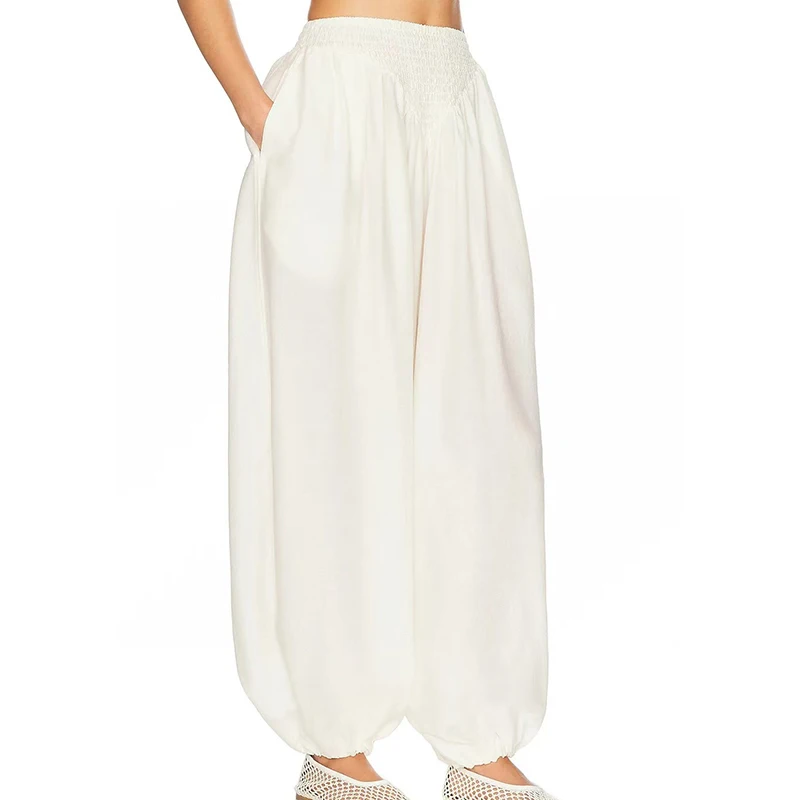 

Ladies' slim-fitting pleated radish pants, fashionable and versatile long pants, sexy backless sleeveless strapless vest, summer