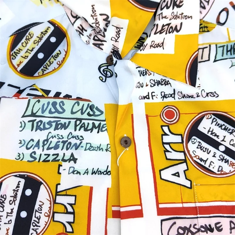 WWACKO MARIA Fashion Trend Full-Print Poster Heaven Tokyo Hawaii Short-Sleeve Shirt Quality Brand Men's Women's Summer Tops