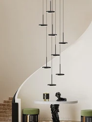 LED Circular Chandelier Nordic Chandelier Long Line Living Room Chandelier Modern Hanging Lamps Designer Staircase Chandelier