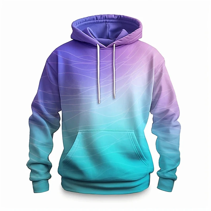 2024 Fashion 3D Printed Color Pattern Men's Hoodie Casual Loose Design Pullover Top Street Harajuku Y2k Men's Hoodie