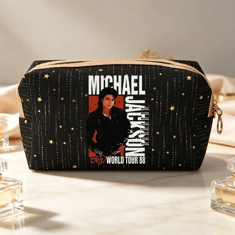 Musician Michael Jackson Fashion Makeup Pouch for Women Anime Cartoon Printed Cosmetic Bag Students Portable Washing Bags Gifts