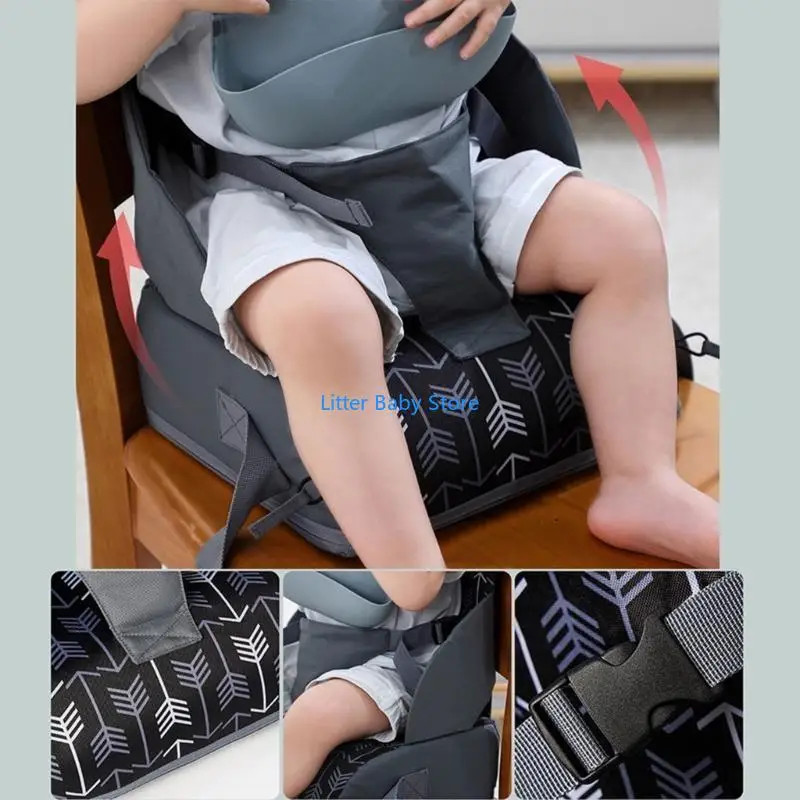 وسادة مقاعد معززة للأطفال N80C وسادة كرسي مرتفع مع حزام أمان قابل للتعديل، وسادة كرسي أطفال لطاولة الطعام بالمنزل #4