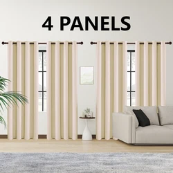 4 Blackout Curtains With Perforated Top Window Treatment, Perfect For Ultra Wide Windows, Triple Weave Design