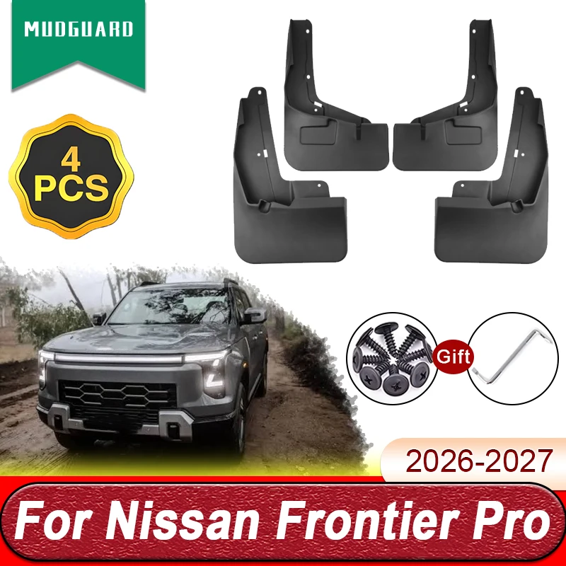 For Nissan Frontier Pro Navara Pro 2026 2027 4 PCS Car Mud Flaps Auto Splash Guards Front Rear Fender Mudguards Car Accessories