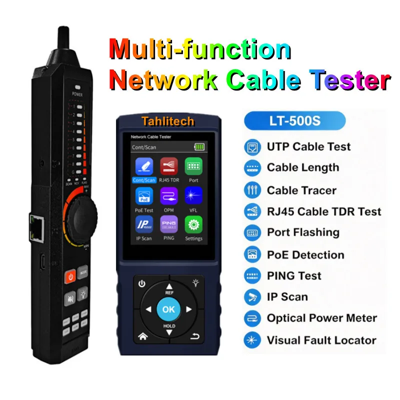 Multifunction RJ45 Network Cable Tester Support Network Tools,POE++ Detect,Cable Length,RJ45 TDR Test,FTP