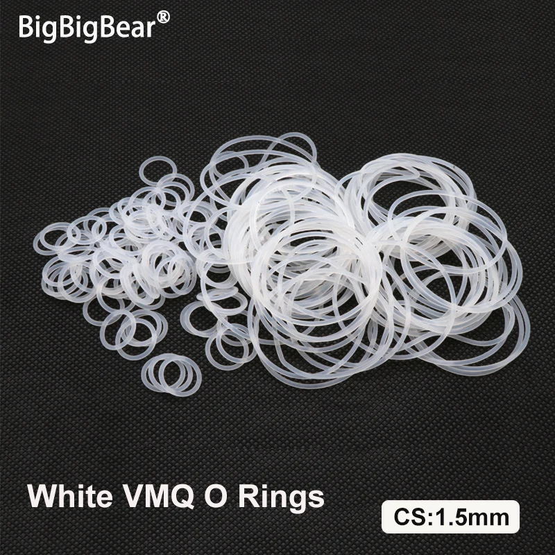 

10/50Pcs White CS 1.5mm Silicone O Ring Gasket OD 5 ~ 80mm Food Grade Waterproof Washer Round O Shape VMQ O Ring Silicone Ring