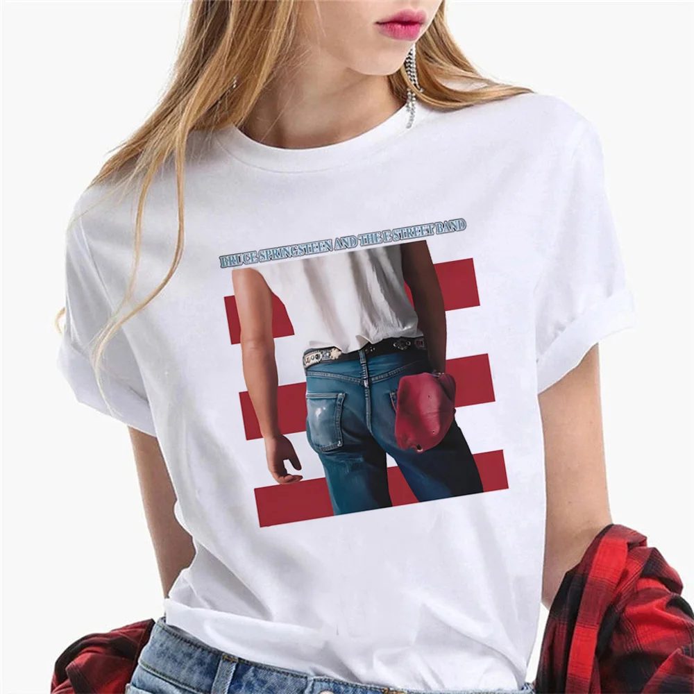 Bruce Springsteen t shirt women Japanese summer top female y2k comic graphic clothing