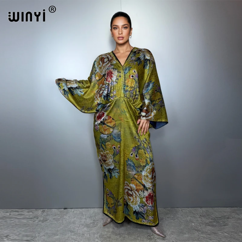 

WINYI new Bohemian Summer Beach Dress High Quality Double Sided Elegant maxi dress Women Evening party kaftan abaya dubai luxury