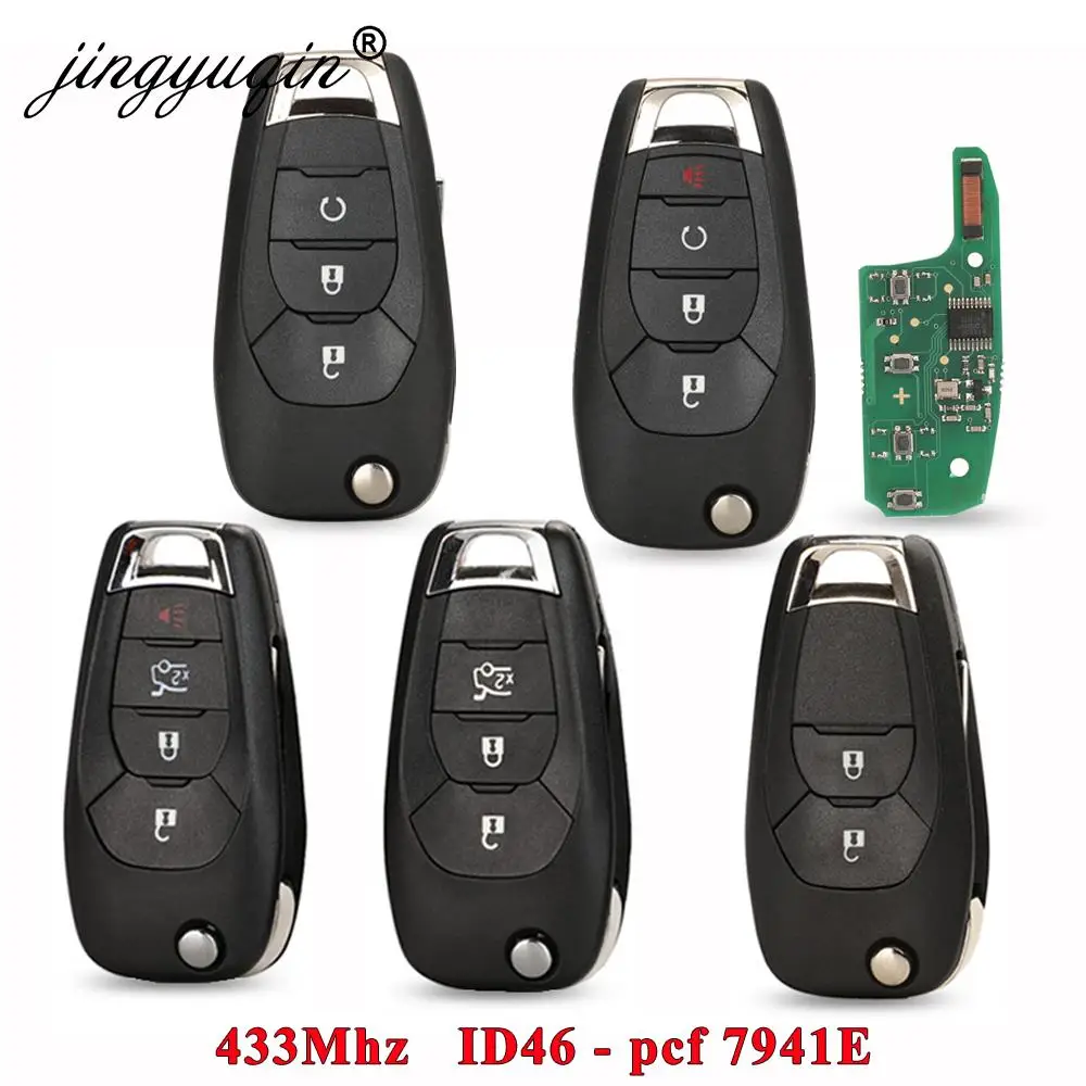 jingyuqin Flip 2/3/4BT 433MHZ ID46 PCF7941E Remote Car Key For Chevrolet Colorado Cruze Trailblazer Onix Tracker Onix RS Key Fob