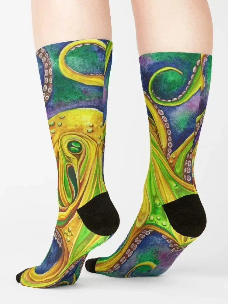 Octopus Socks christmas gift bright garter cycling kids Women Socks Men's