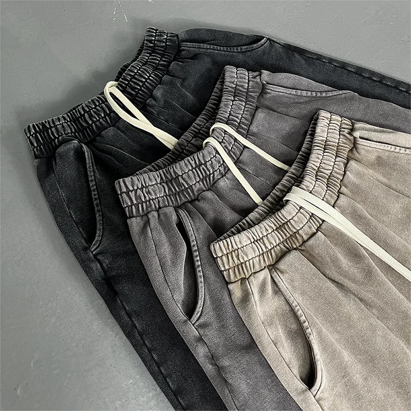 Autumn and Winter Snowflakes Mens Washed Baggy Sweat Pants Ultra Vintage Raw Edges Drawstring Elastic Waist Athletic Joggers