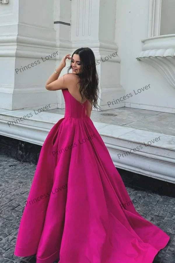 Fuchsia Strapless Wedding Dresses Woman A Line Corset Vestido de Novia Solid Formal Party Reception Gown Customized