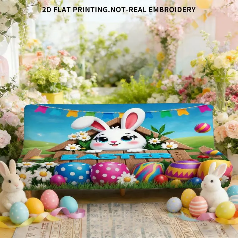 Flat print large universal sofa bed cover cute rabbit with colorful Easter egg pattern