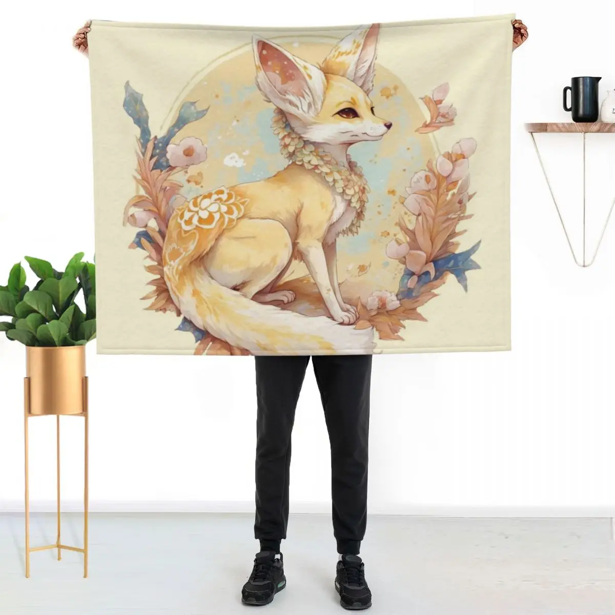 Fennec Fox Heaven Throw Blanket Flannel Fabric decorative Decorative Throw Thermals For Travel For Baby Large Blankets