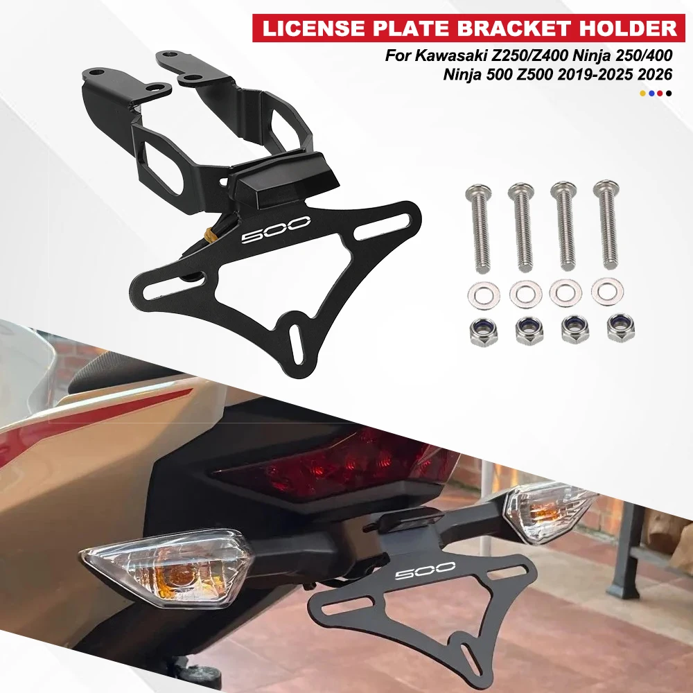 

For Kawasaki Z250/Z400 Ninja 250/400 Ninja 500 Z500 2019-2025 2026 New Motorcycle License Plate Holder Fender Tail Tidy Bracket