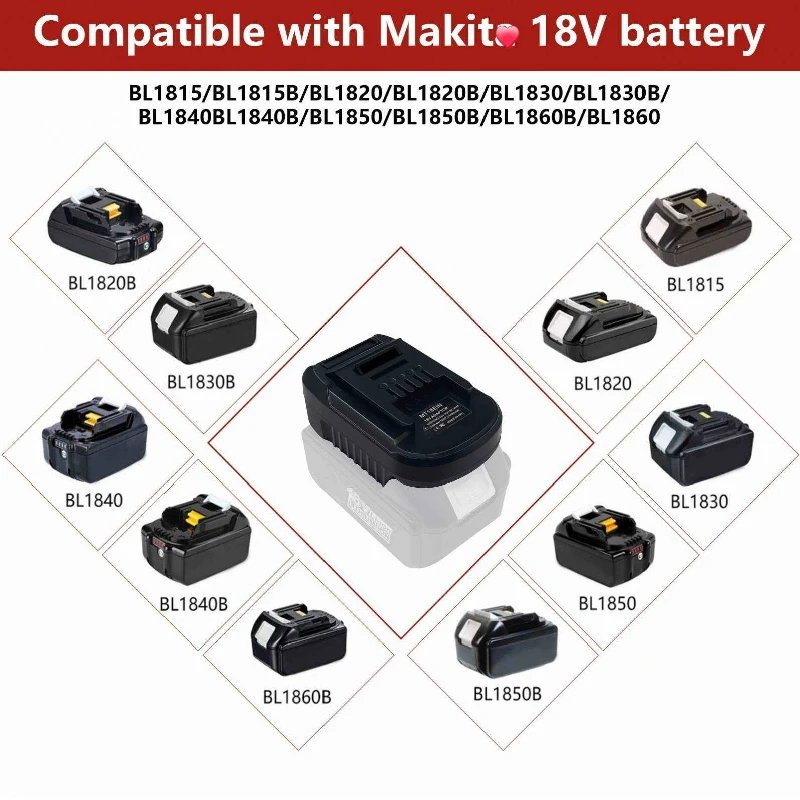 

Battery Adapter Converter Suitable For Makita 18V Lithium-ion Battery Converter To Einhell18V Lithium-ion Battery Tool