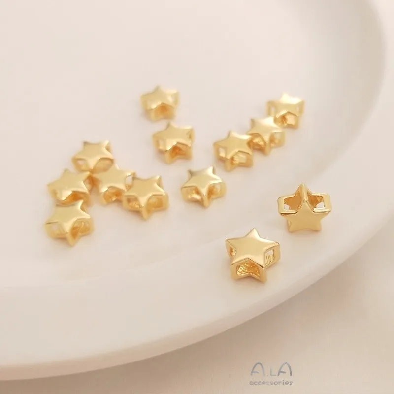 

14K Gold Color Double-layer Five-pointed Star Hollow Star Bracelet Bead Diy Necklace Earrings Pendant Jewelry And Accessories
