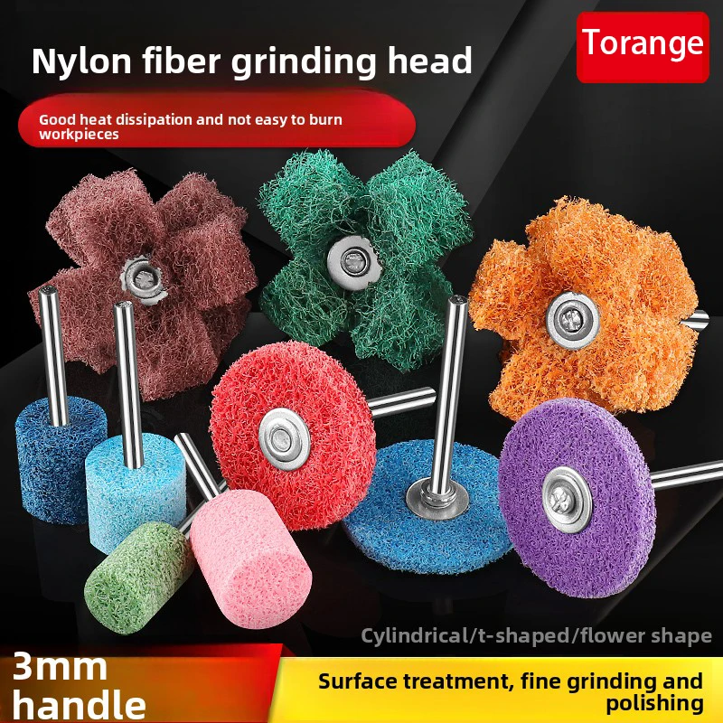 Handle Fiber Grinding Head Nylon Polishing Wheel Grinding Head T-shaped Metal Rust Removal Wood Deburring Flower Head