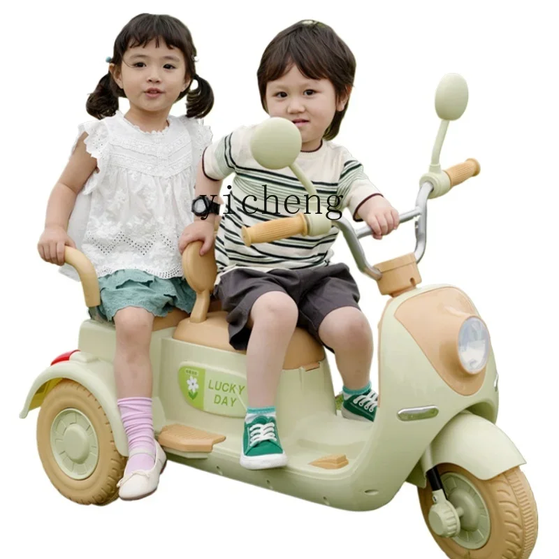 Children's Electric Motorcycle Tricycle Can Sit Chargeable With Remote Control Toy Battery Car
