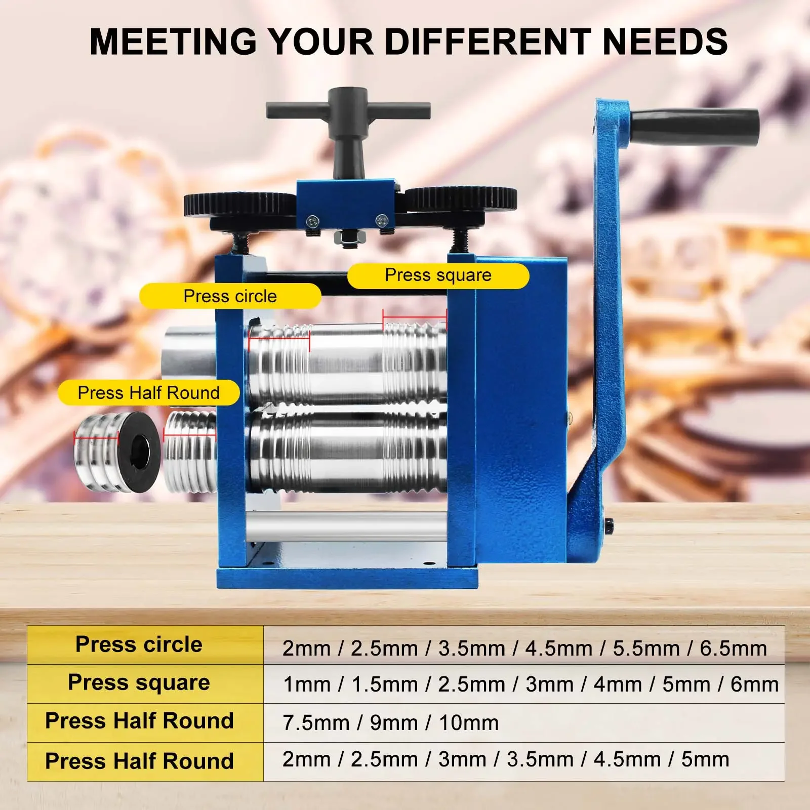 Manual Combination  Jewelry Rolling Mills Machine Sheet Square Semicircle Pattern Wire Roller Press Tools