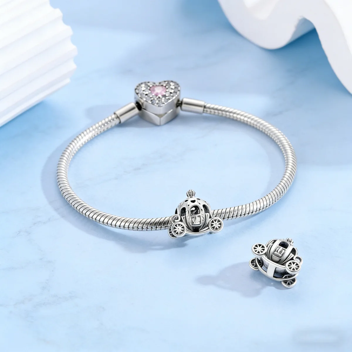 Pumpkin Carriage 925 Sterling Silver Charm Bead Fit Original Bracelet Beads Making For Lady Woman Jewelry