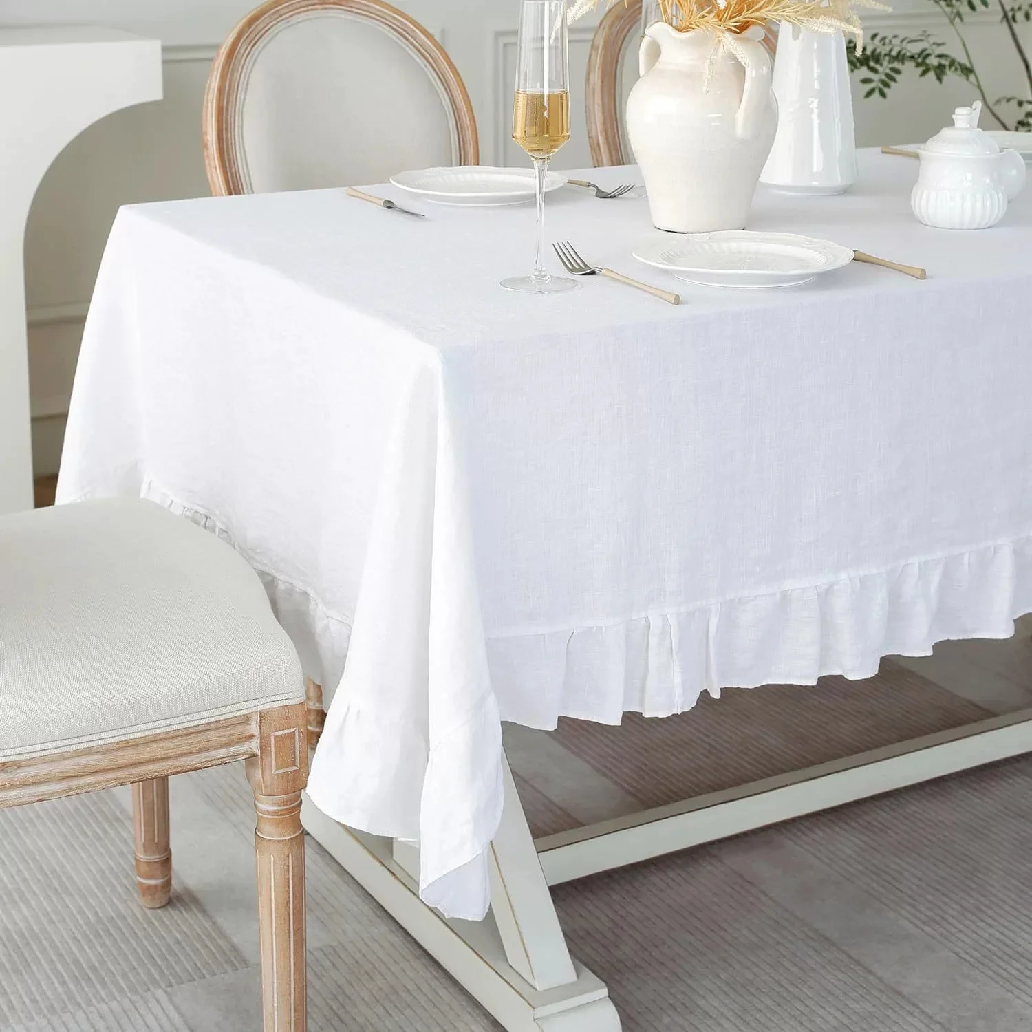 

100% Cotton Table Cloth Simplicity Pleated Soft Wash Cotton Table Cover Restaurant Kitchen wedding Party Holiday Table Decor