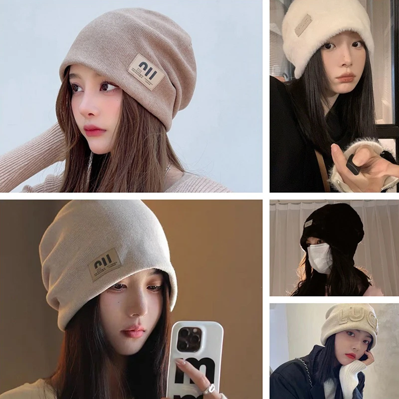 Fashion Warm Beanies For Women Girls Versatile Soft Comfortable Fluffy Autumn Winter Hat Trendy Windproof Bonnet Hat Gifts