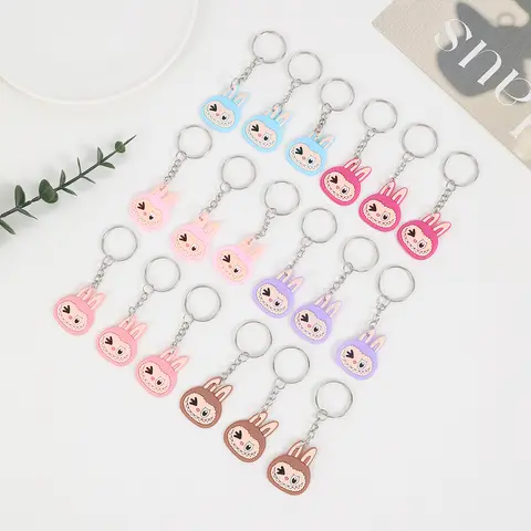 18 st tecknade PVC-kanin söta nyckelringar nyckelring hänge lämpliga för skolstart festival fest semester små presenter 8 best sales dubbelt så vacker - №6