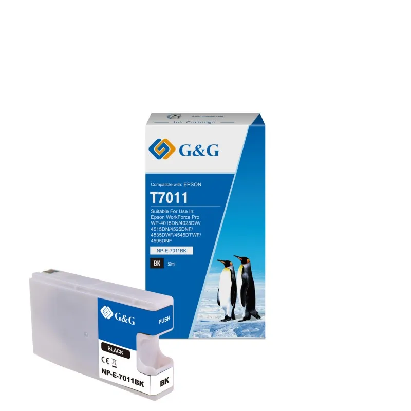 G & G Epson T7011 Black Ink Cartridge Generico-replaces C13T70114010 GG-T7011 tintasycartuchos.com