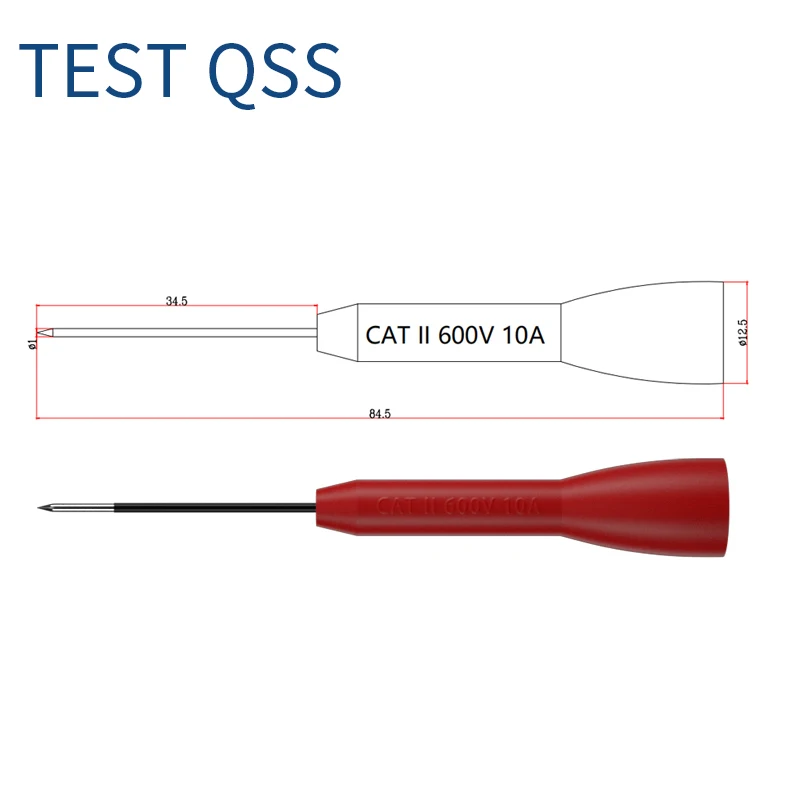 QSS 1mm Test Probe Insulation Multi-meter Needle Stainless Test Pin Non-destructive Multimeter Test Probes Diagnostic Q.30038