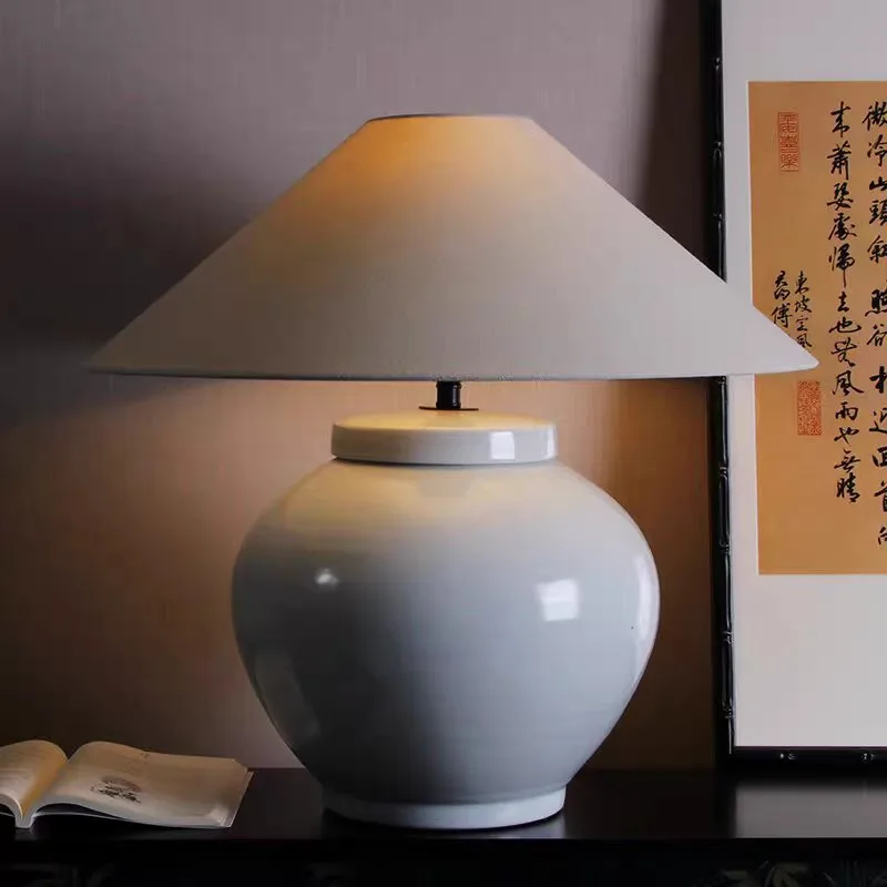 Настольная лампа ваби-саби в японском стиле, грубая керамика в китайском стиле, гостиничный отель, прикроватная лампа для спальни