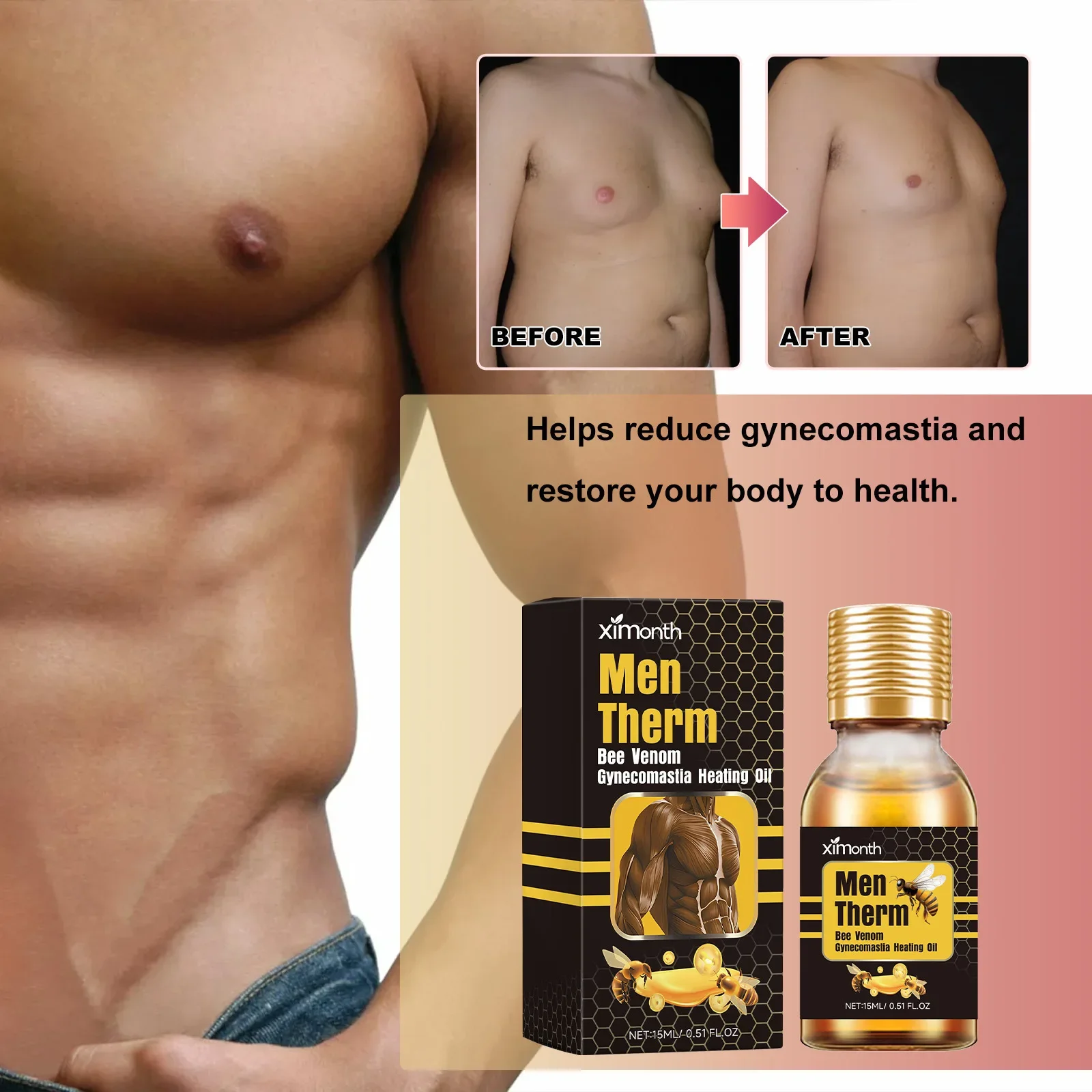 Ximonth Male Breast Contouring Treatment Lift Breast Contour Firming Shine Men's Treatment