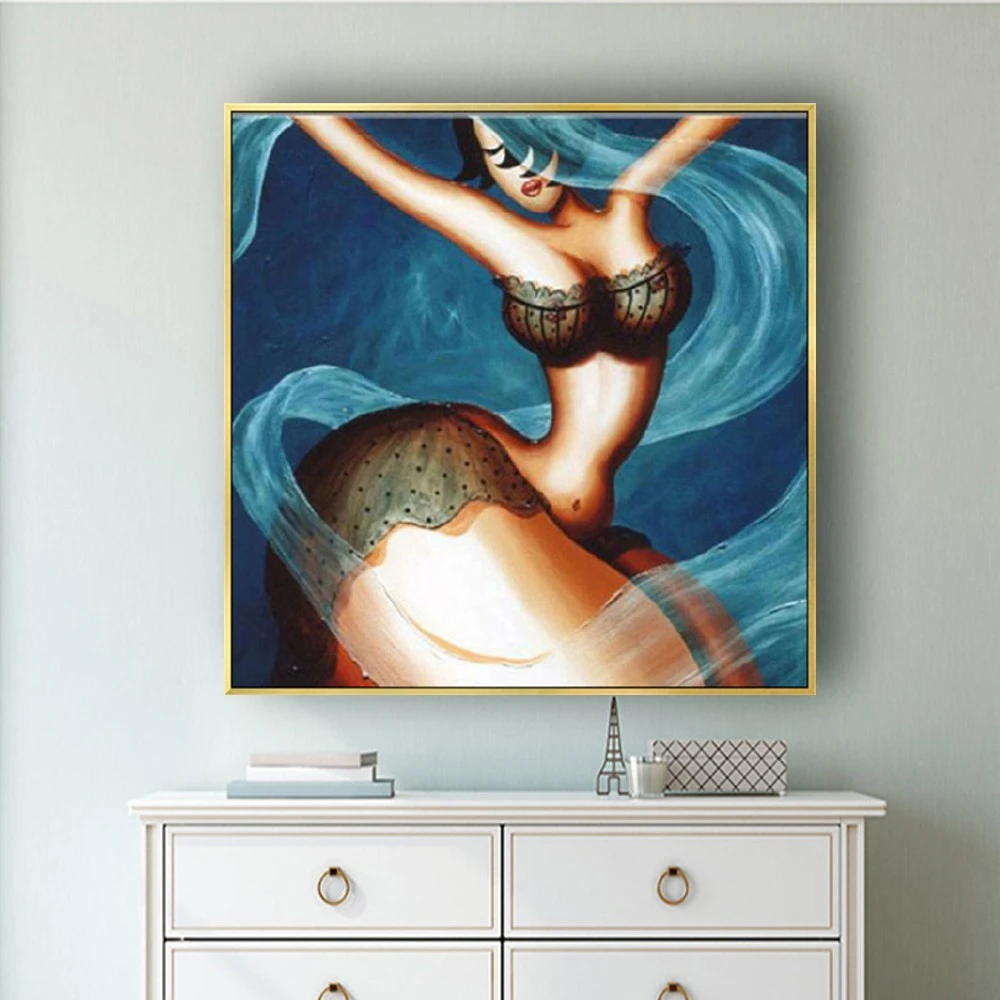 100% Handpainted Naked Painting Cartoon Nude Oil Painting On Canvas Art Wall Adornment Pictures For Living Room Home Decor