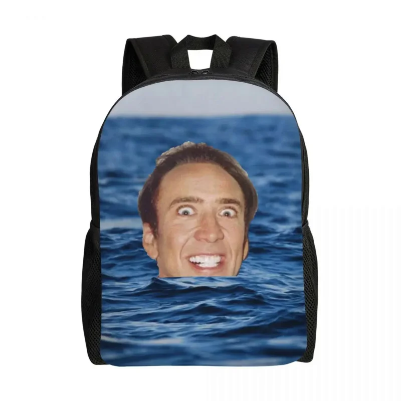 

Nicolas Cage In Sea Travel Backpack Women Men School Laptop Bookbag Funny Meme College Student Daypack Bags