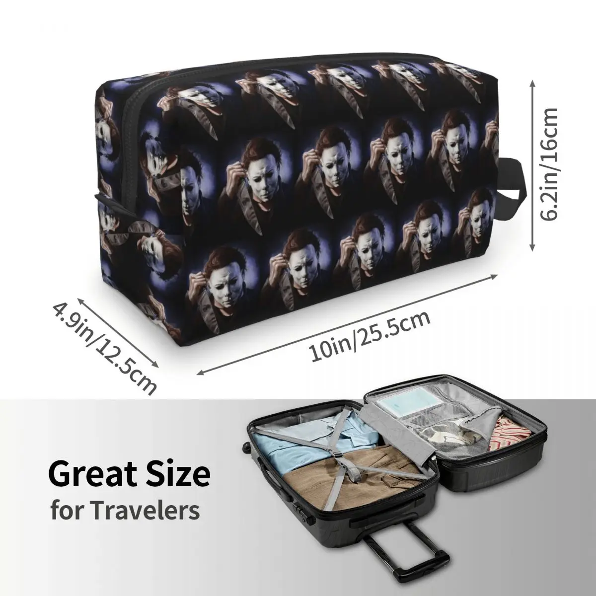 Michael Myers Makeup Bag Cosmetic Organizer Storage Dopp Kit Toiletry Cosmetic Bag for Women Beauty Travel