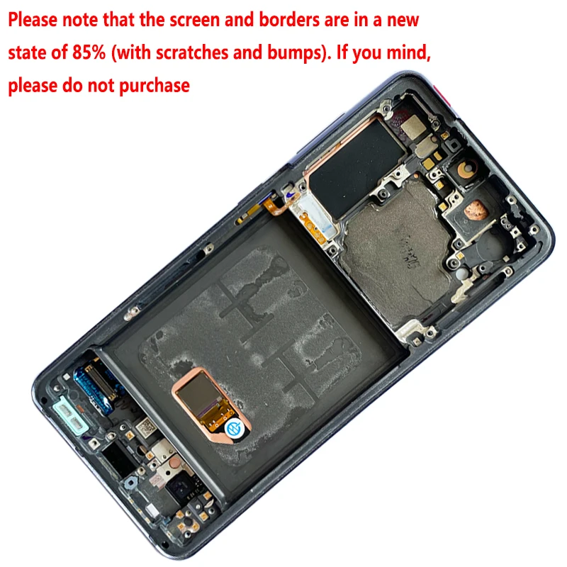 SUPER AMOLED With Scratch Glass Frame Working well For Samsung  S21 G990F G991B LCD Display Touch Screen Assembly With Dot