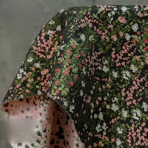 Pink White Floral Dyed Jacquard Fabric for Vintage Dress Vest Spring Summer Country Style Fashion Bag Decoration Textile