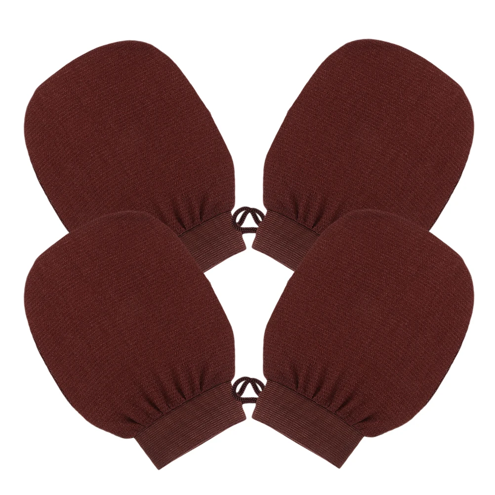 

4pcs Coffee Color Exfoliating Bath Gloves Mitts Dead Skin Shower Scrubber Body Cleansing Waterproof Bathroom Spa Tools