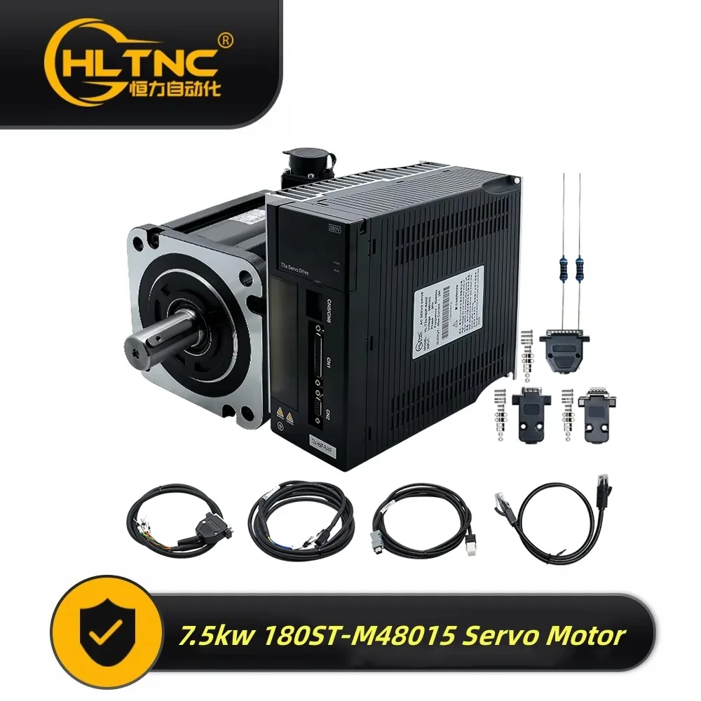 

7.5KW Servo Motor 180ST 48N.m 6857ozin MAX96N.m 380V 1500RPM +Servo Drive T3A with RS485 380VAC +2000W Resistance For CNC Lather