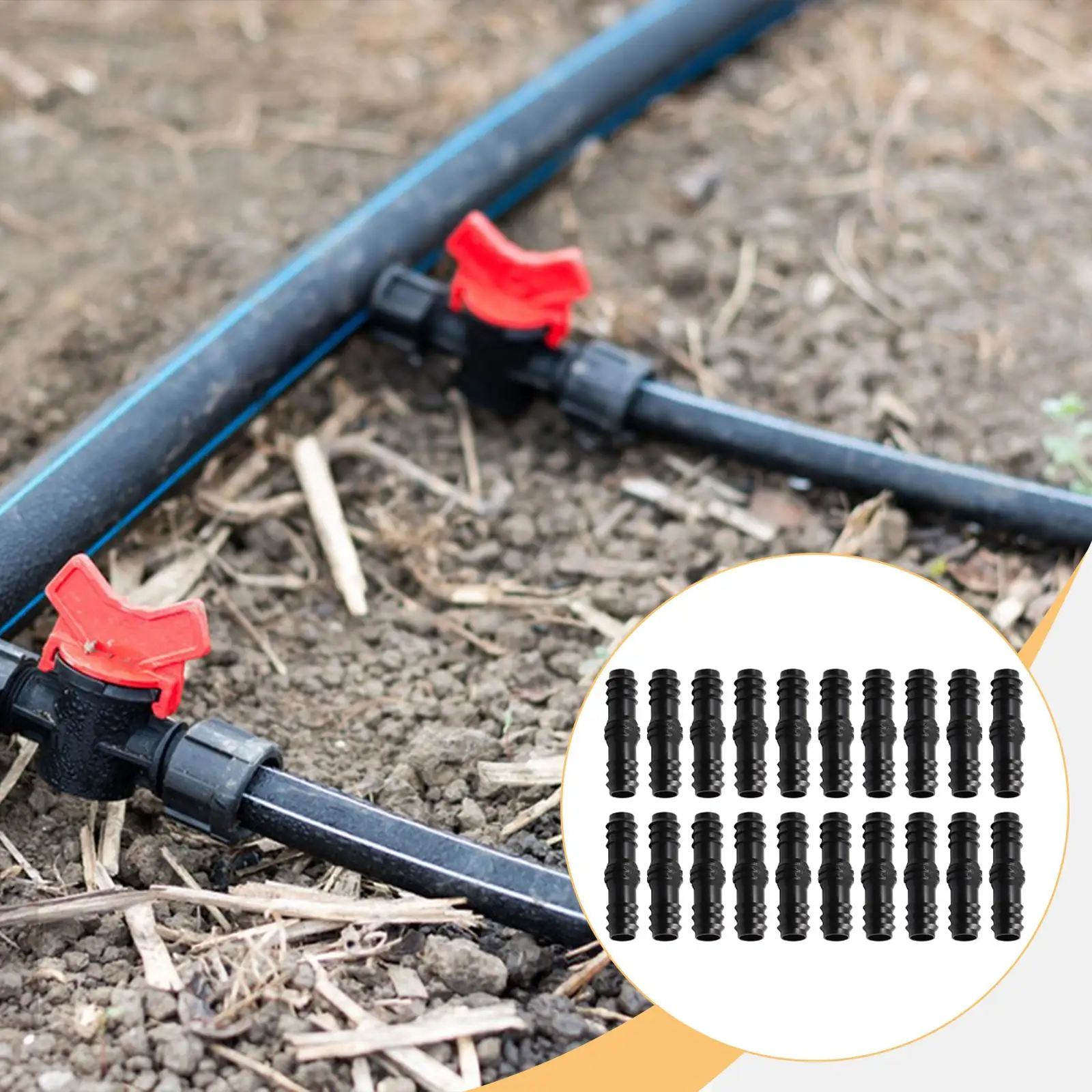 Garden Connectors Plastic Barbed Straight Pipe Fitting Irrigation Tube Coupler Adapter for Greenhouse Drip Watering