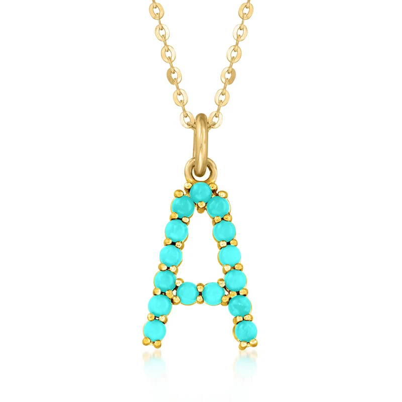 

Fashion Ins Wind Turquoise Initial 26 Letter Pendant Necklaces 925 Sterling Silver Women's Clavicle Necklace Jewelry