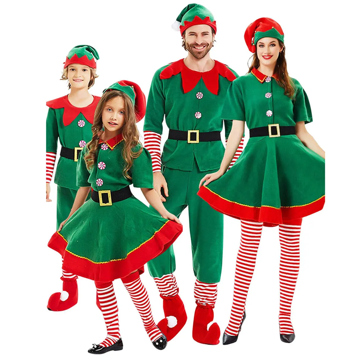 فستان سهرة أخضر لحفلة عيد الميلاد لعام 2025، بدلة فستان لطيفة ودافئة على قزم عيد الميلاد