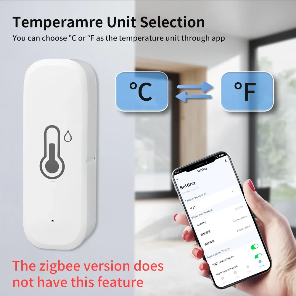 WiFi/ZigBee Humidity Temperature Sensor Remote Monitoring  High Precision Indoor Use for Home Work With Alexa Google Home